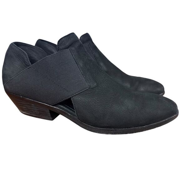 Eileen Fisher Perry Nubuck Tumbled Bootie Chunky Heel Boots Shoes Leather sz 8.5 - Picture 1 of 16
